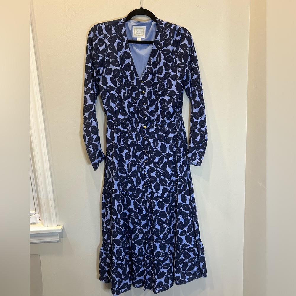 Sail To Sable - Abstract Leaf Print Midi Dress Wi… - image 2